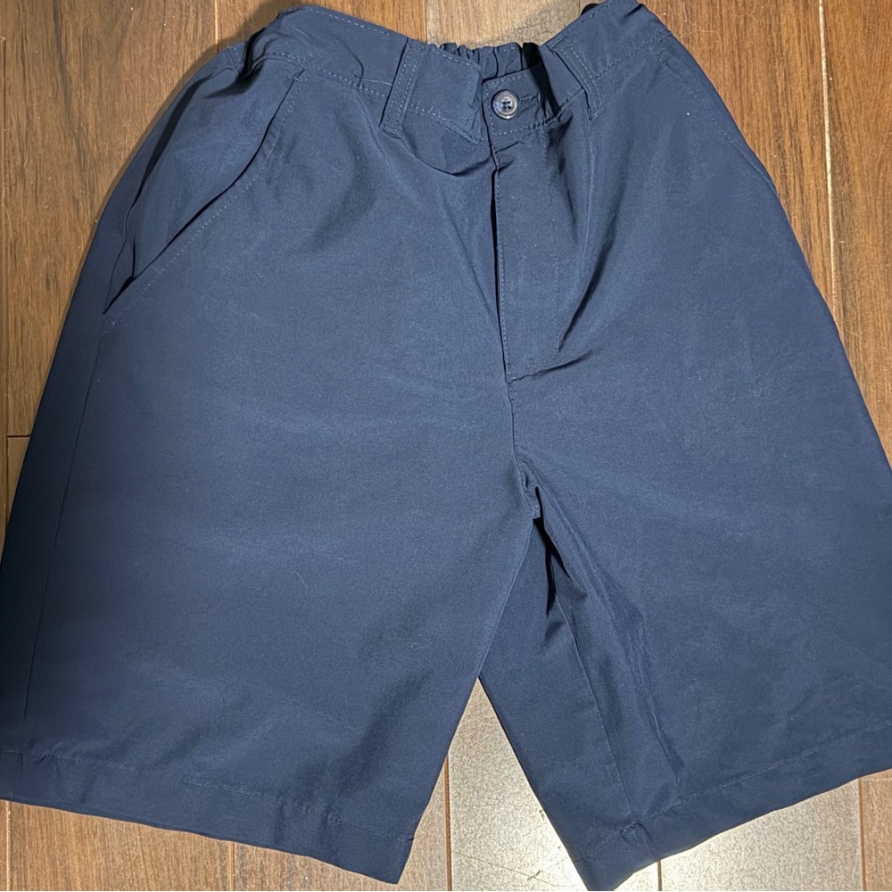 Boys Sz 16 Husky Adjustable Uniform Navy Blue Kids Shorts